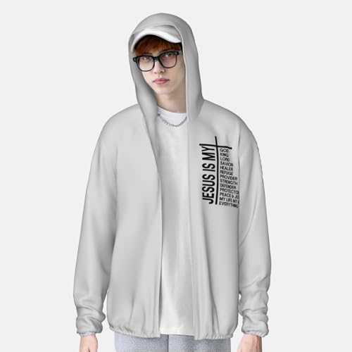 Jesus is My Everything Men's Sun Protection Shirts with Zipper Lightweight SPF Uv Shirt for Fishing Running Hiking,3