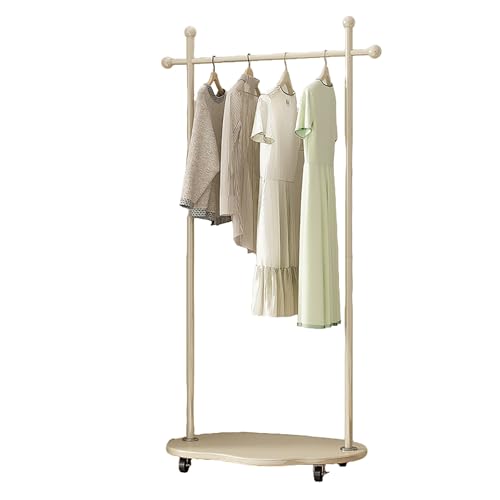 Portant à vêtements portable avec roulettes blanc pour aménager une entrée ou un petit dressing