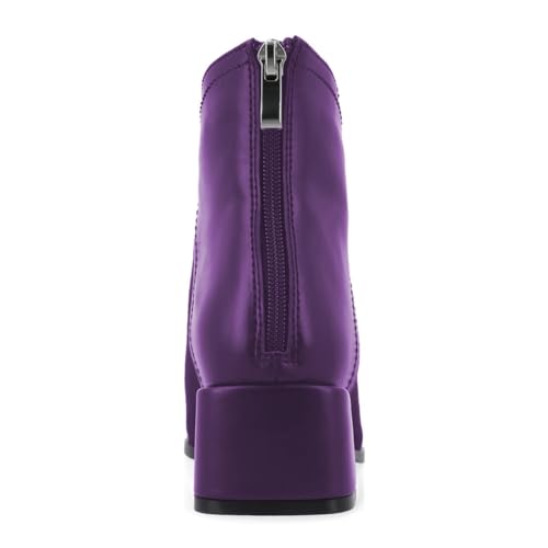 Milooey shoes Women's Pointed Toe Heeled Ankle Boots Fashion Chunky Block Low Heel Short Booties Patchwork Back Zipper Warm Fall Dress Shoes Size 4-16 Us3