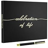 JOBVERT Funeral Guest Book for Memorial Service, Celebration of Life Guest Book with Memory Table Sign & 2 Pens, Elegant Funeral Book to Sign, Black Handcover Guest Book for Funeral, for 240+ Guests