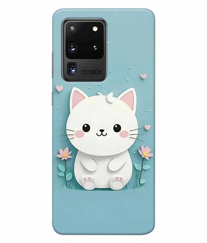 Image of Printed Hard Back Case Cover & Compatible for Samsung Galaxy S20 Ultra | Cat Vector Painting (Multicolor) - D1192