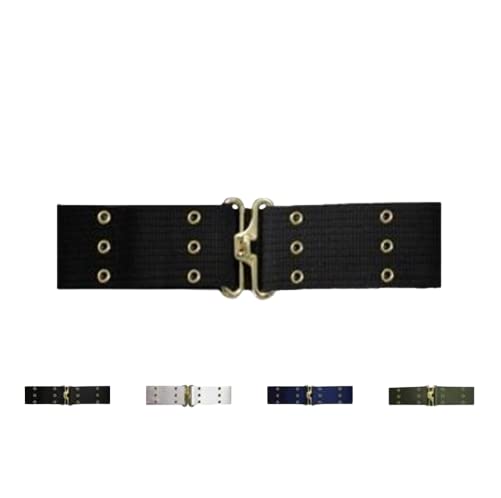 Pistol Belt, Sturdy, BLK, Brass Hardware, Adj to 44