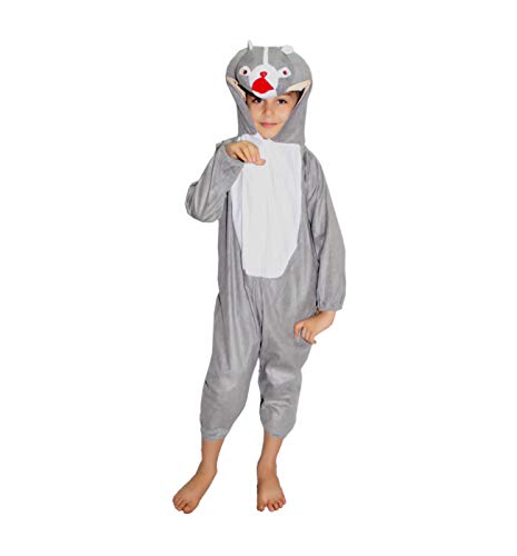Image of Kaku Fancy Dresses Squirrel Animal Costume for Kids - Grey, 3-4 Years | Animal Fancy Dress for Boys & Girls