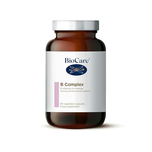 BioCare B Complex - Vitamins B1, B2, B3, B5, B6, B12, C & Biotin - for Energy and Nervous System Support - Suitable for Vegetarians and Vegans - 90 Capsules