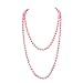 GRACE JUN Luxury Fashion Glass Simulated Pearl for Women Party Handmade Long Pearl Necklace 55" (Pink)