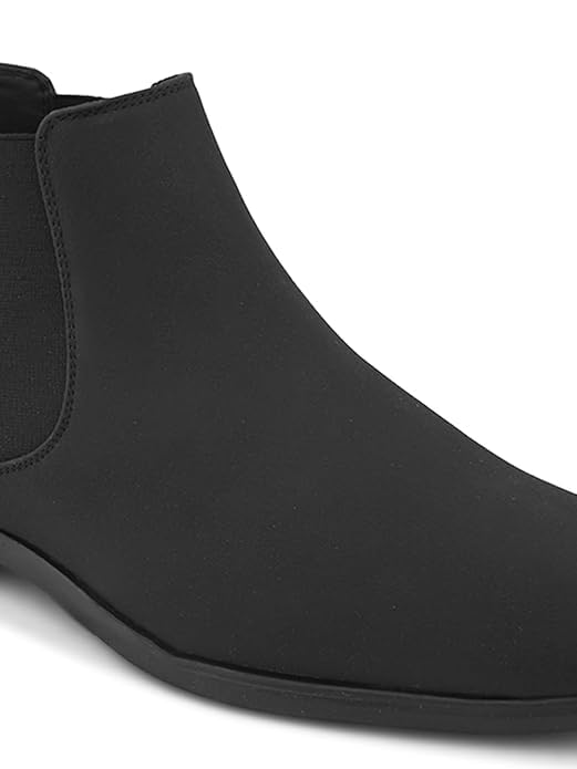 Image of STANPHORD Men Glossy Chelsea Ankle Boots | PU Slip-On Block Heel | Casual Party Office Outdoor Wear (TPSG 9536)