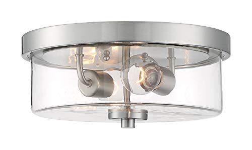 Image of Nuvo 60 /7168 Sommerset 2-Light Flush Mount Fixture with Clear Glass - Brushed Nickel Finish
