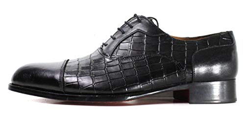 Ivan Troy Ali Men’s Dress Shoes/Crocodile Embossed Shoes/Italian Men’s Shoes/Men’s Leather Dress Shoes/Italian Oxford Shoes/ (Black, Numeric_10) #TOP5
