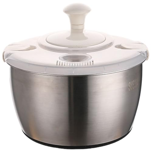 Jorzer Centrifuga per insalata, 5 l, a doppio strato, in acciaio inox e polipropilene, con coperchio e manico girevole, multiuso, ad asciugatura rapida, per frutta e verdura, per cucina