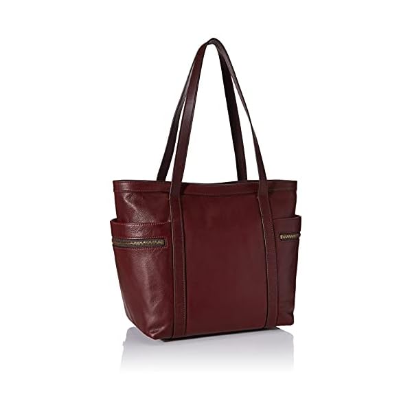 Fossil-Womens-Carmen-Leather-Tote-Purse-Handbag Fossil Women's Tote, Claret Red, 15 L x 6.13 W 13 H US