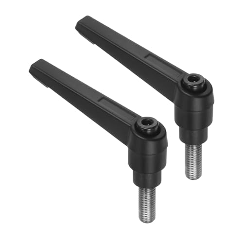 Image of uxcell 2pcs Clamping Lever Handles, M8 x 15mm 304 Stainless Steel Threaded Male Stud, Adjustable Handles Locking Quick Release Ratchet Push Button Bolt Knobs, Black