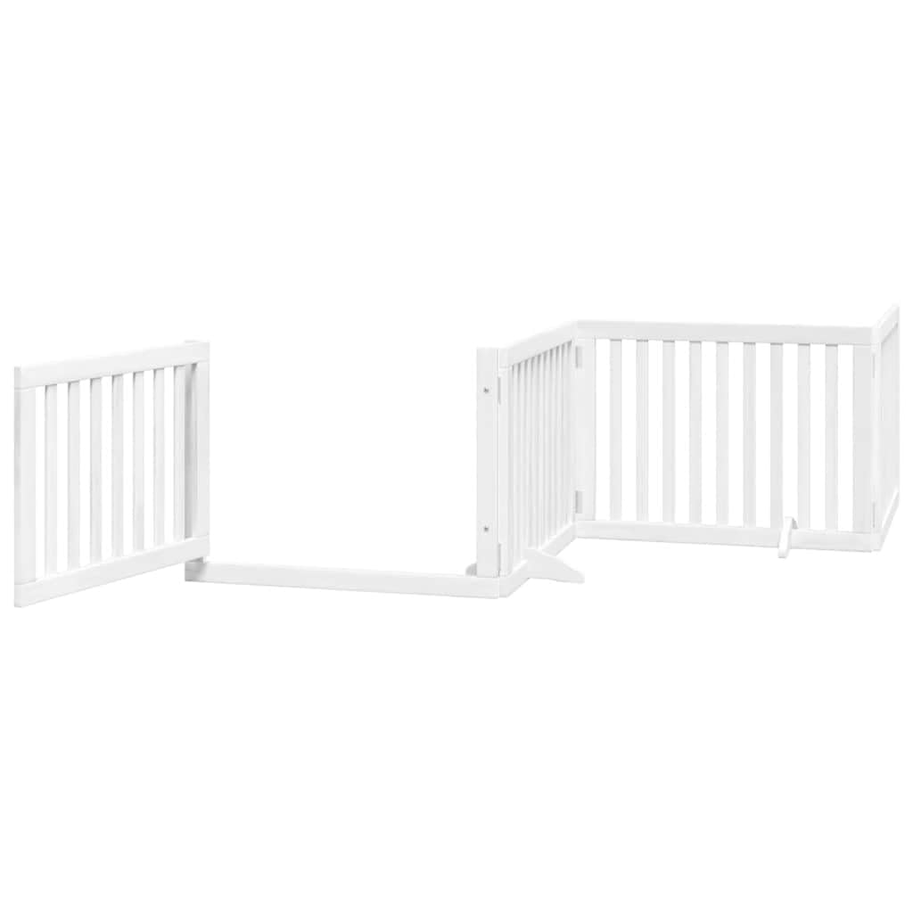 12-TLG. Puerta plegable para perros de madera de álamo de 960 cm con puerta, independiente y ampliable para interior y exterior, protección segura para cachorros y perros pequeños y medianos