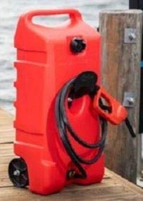 Duramax Flo n' Go LE Fluid Transfer Pump and 14-Gallon Rolling Gas Can (14 Gallon (4-Pack))