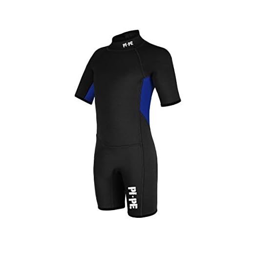 PI-PE Kinder Spring Short Sleeve Neoprenanzug, Mehrfarbig (Schwarz Blau),88-98
