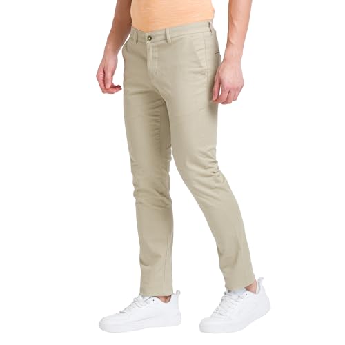 Image of Park Avenue Men's Mid Rise Printed Cotton Blend Slim Fit Casual Trousers