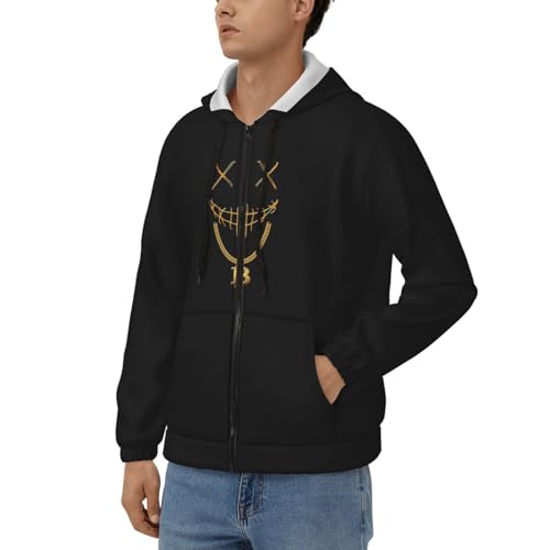 Mask Bitcoin Chain Crypto Money Coin Blockchain Hoodies for Men's Zipper Hooded Sweatshirt Black - Image 3