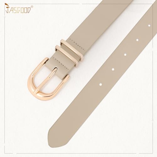 JASGOOD 3 Pack Women Leather Belts For Jeans Dresses Pants Ladies Faux Leather Waist Belt with Gold Buckle3