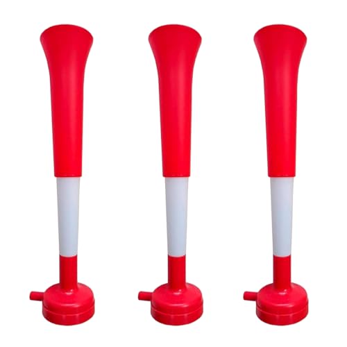 Pack 3 Trompetas Vuvuzelas Extensibles para Animación Deportiva - Bocina Potente 120 dB Desmontable - Accesorio de Estadio para Fútbol y Eventos Exteriores - Trompeta Plegable Portátil - Dinamarca