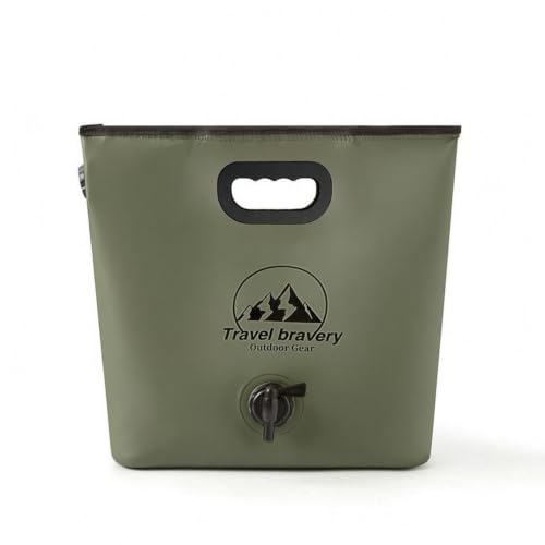 predolo Bolsa Água com Válvula Reforçado Saco Água Dobrável Compacto Recipiente para Aventureiros, Verde Exército, 8L