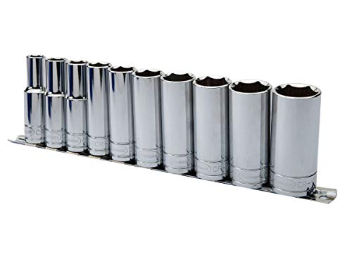 Eastwood 10 Piece 1/2in Drive Deep SAE Socket Set Chrome Vanadium Steel Design
