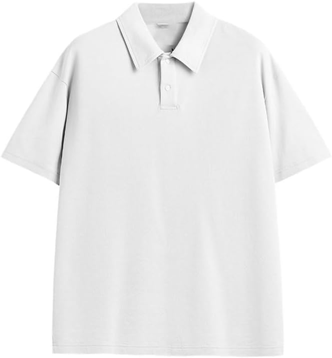 Fashion Lapel Pullover Short Sleeves Casual Cotton Breathable T-Shirt Outdoor Sports Classic Tops Vest(OneColor,Medium)