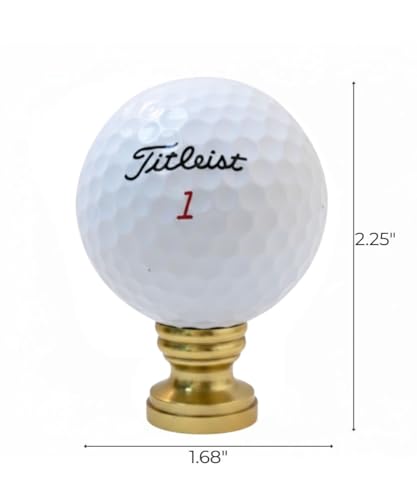 Image of Golf Ball Lamp Finial, White, Polished Brass Base 2.25 inchh
