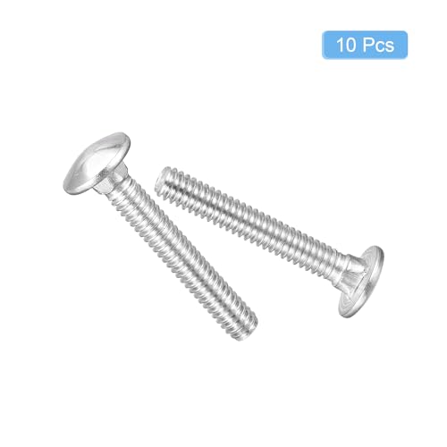 Image of uxcell 1 /4-20x1-3 /4 Carriage Bolt, 10pcs Round Head Square Neck Screws, 304 Stainless Steel, Fully Threaded, Silver