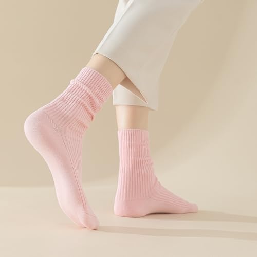 Image of Flydo 6 Pack Women's Crew Socks - Cotton, Cute Casual Athletic Soft Aesthetic