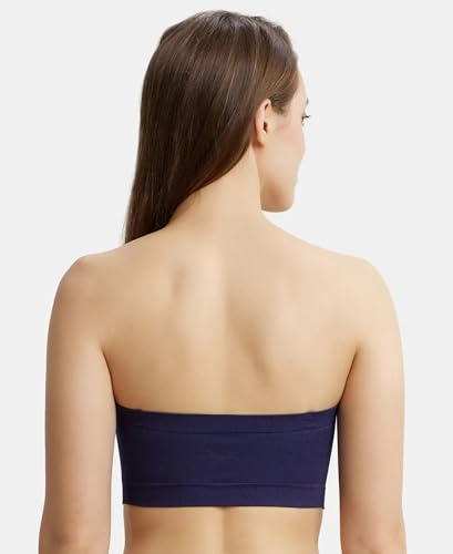 Jockey 1545 Women's Wirefree Padded Micro Touch Nylon Elastane Stretch Full Coverage Bandeau Bra with Removeable Pads and Detachable Transparent Straps