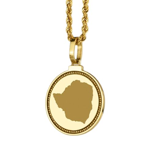 Carte du Zimbabwe pendentif unisexe gravé en argent idéal pour voyager