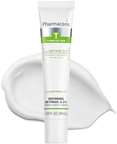 Pharmaceris Refining Retinol 0.3% Night Cream – Encapsulated Retinol Smoothes Skin, Reduces Wrinkles & Blemishes and Unclogs Pores, Face Cream For Oily & Aging Skin, pureRETINOL 0.3, 1.35 fl oz