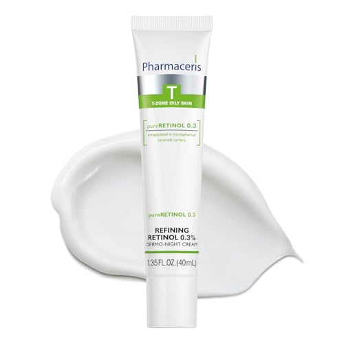 Pharmaceris Refining Retinol 0.3% Night Cream – Encapsulated Retinol Smoothes Skin, Reduces Wrinkles & Blemishes and Unclogs Pores, Face Cream For Oily & Aging Skin, pureRETINOL 0.3, 1.35 fl oz