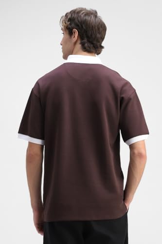 Image of SNITCH Men Polo Plus Size T-Shirt | Solid Polo with Contrast Inner Placket & Tipped Cuffs | 96% Cotton 4% Lycra Stretch Regular Fit, Casual Wear