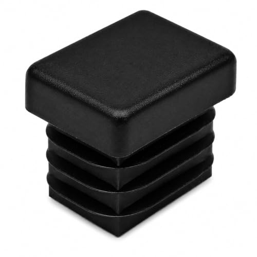 Image of (Pack of 10) Rectangular Plastic Plugs 19 /32 inch x 25 /32 inch (15 x 20 mm), Matt Tube Inserts, Fence Post Caps, Jet Black RAL 9005