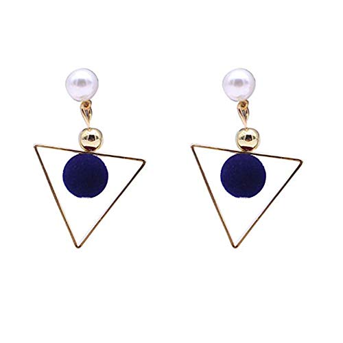 Preisvergleich Produktbild MoGist Frauen Dreieck Perlenohrringe Temperament Ohrringe Schmuck (Königsblau,Weinrot,Grau,Schwarz) (Royal Blue)