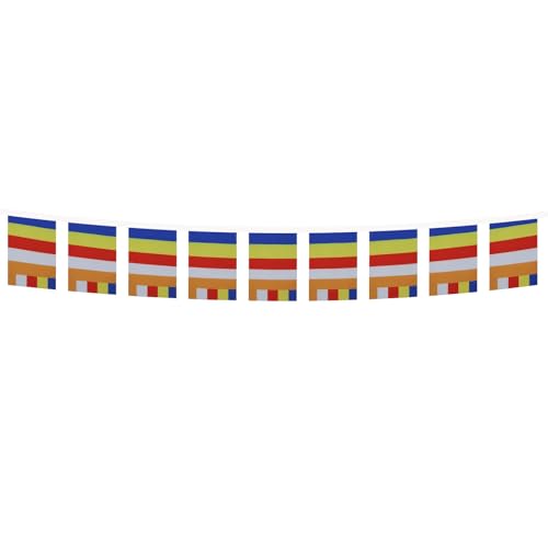 Image of AZ FLAG Buddhist 6 meters BUNTING Flag 20 flags 9'' x 6'' - Buddhism STRING flags 15 x 21 cm