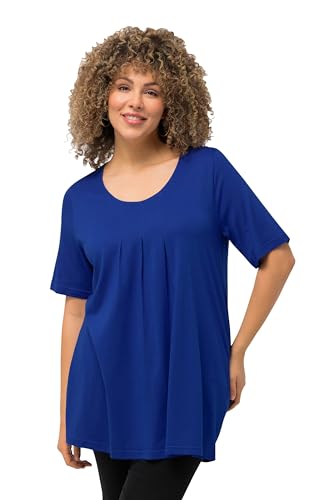 Ulla Popken Damen große Größen Übergrößen Plus Size T-Shirt, Zierfalten, A-Linie, Rundhals, Halbarm, Modal