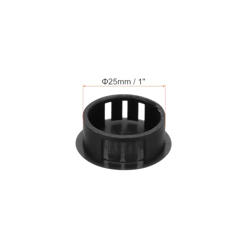 Image of MECCANIXITY 100PCS 25mm(1 inch) Black Plastic Hole Plugs, Flush Type Panel Hole Plugs Insert End Caps for Locking Hole Tubes Furniture Cabinet