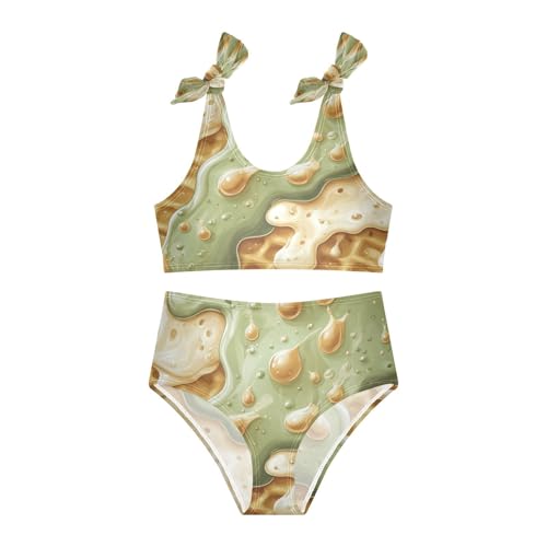 Glaze Caramel Gold Sprinkles Forest Green Tan Ice Cream Girls Tankini Swimsuit Kids Bikini Sets 2 Pcs Bathing Suit 3T3