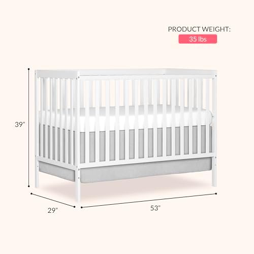 Dream On Me Synergy 5-in-1 Convertible Crib in White, Greenguard Gold Certified