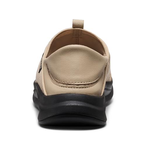 KEEN Men's Whyser Lightweight Comfortable Recycled Material Crushback Slip On Shoes, Safari/Black, 10.5
