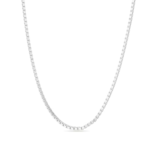 Einzelstück® Venezianerkette 1mm 925 Sterling Silber I Silberkette Box Chain in 14K Gold & Roségold I Längenverstellbar 45cm 46cm 48cm 50cm I (Silber, 44-50cm Klassische Länge)
