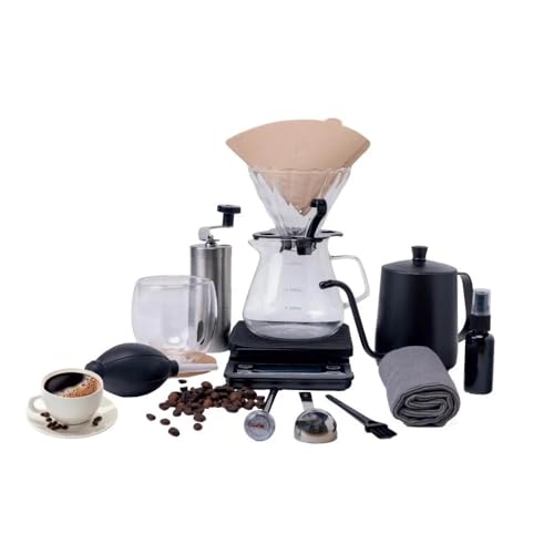 DENX 15 in 1 Coffee Maker Kit – Complete Manual Coffee Kit – Heat Resistant Borosilicate Glass – Suitable for Home & Travel Use