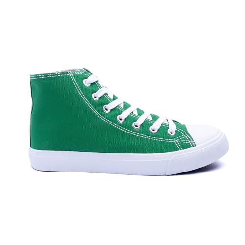 Image of Women's High-Top Canvas Sneakers - Classic Lace-Up Casual Shoes with Extra Shoelaces - Comfortable, Stylish, and Durable