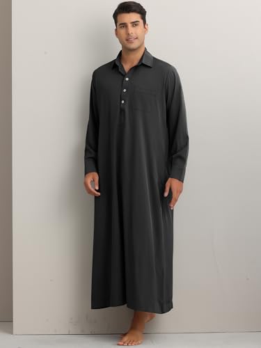 Lars Amadeus Nightshirt for Men's Long Sleeves Collared Neck Full Length Sleep Shirt Nightwear2