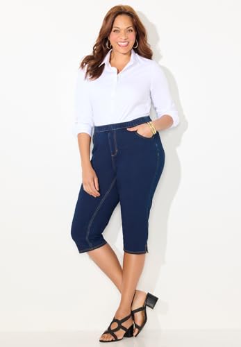 Catherines Women's Plus Size The Knit Jean Capri (with Pockets)3