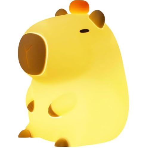 Luminária de Mesa Touch Capivara Rgb Recarregável Usb Luz Noturna Infantil Em Silicone Com Brilho Ajustável