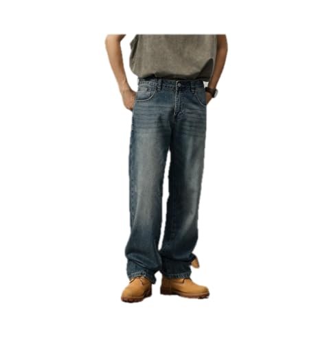 Pants Trousers Denim Commuter Wide Leg Loose Sagging Jeans Men's Versatile Retro Blue Washed Long Wear