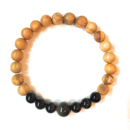 Handmade Palo Santo Bracelet Real Natural Black Obsidian Crystal ...