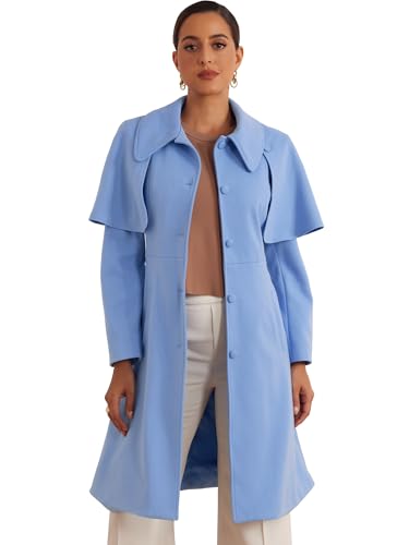 Allegra K Winter Coats for Women's Single-Breasted Work Casual Outwear Long Peacoat Jacket Coat